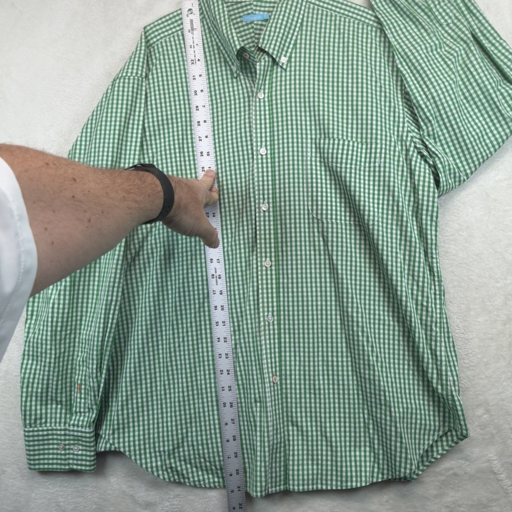 J McLaughlin Button Down Shirt Mens XL Green Gingham Long Sleeve Classic - Picture 4 of 8